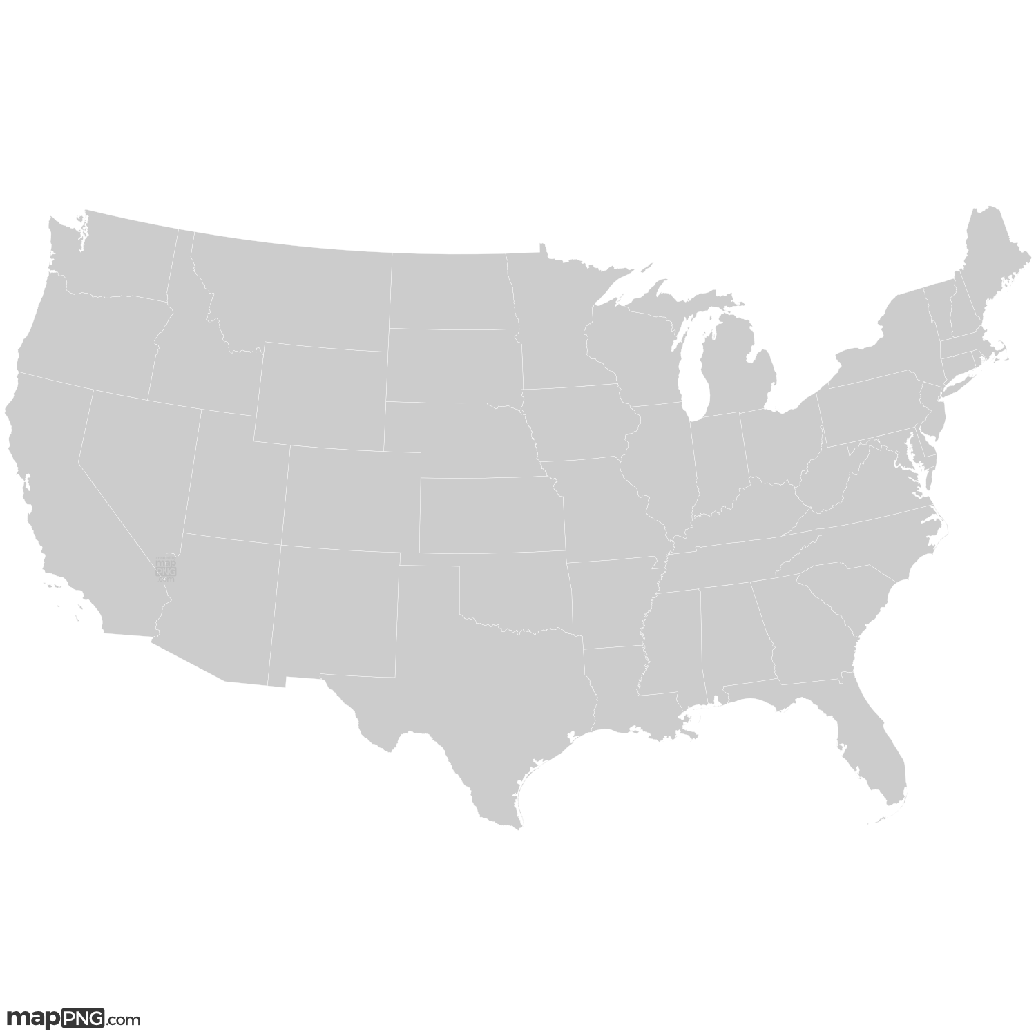 Usa States Map Grey